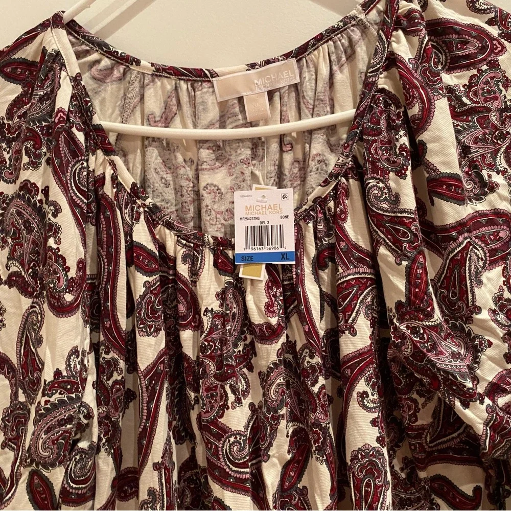 Michael Kors Women’s Paisley Blouse - Cream & Burgundy